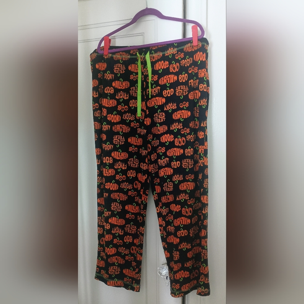 Halloween Themed Pajama Pants - Black and Orange
